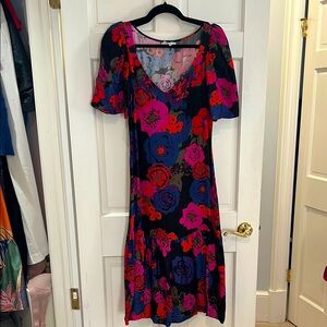 Anthropologie Hope for Flowers dropped waist floral dress with puff sleeves. XS